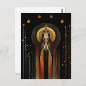 Carte Postale Goddess celtique Brigid Arc-en-ciel Gold Black Art (Devant / Derrière)