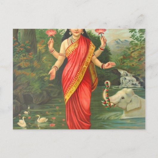 Carte Postale Goddess Lakshmi - Raja Ravi Varma (Devant)