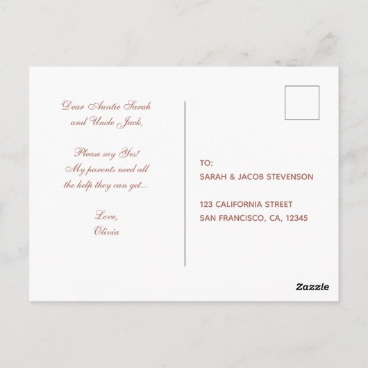 Carte Postale Godparents Proposition Rose Or blanc ovale Script (Dos)