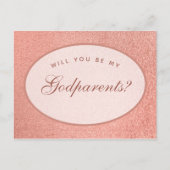 Carte Postale Godparents Proposition Rose Or blanc ovale Script (Devant)