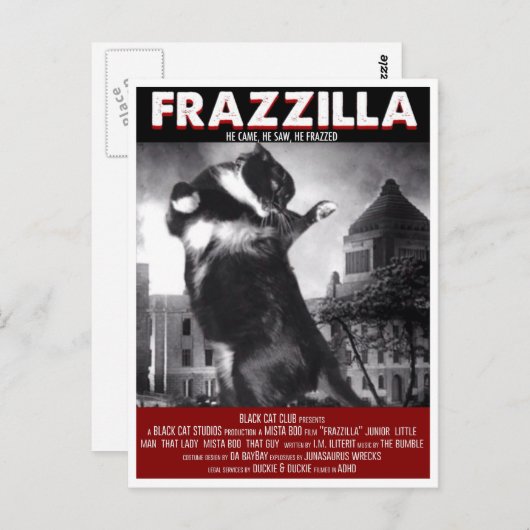 Carte postale Godzilla Cat (Devant / Derrière)