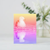 Carte Postale Goéland argenté avec une grande réflexion sur l'ea (Debout devant)