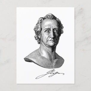 Carte Postale Goethe Bust avec signature