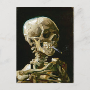Carte Postale Gogh Tête d'un squelette avec une cigarette brûlan