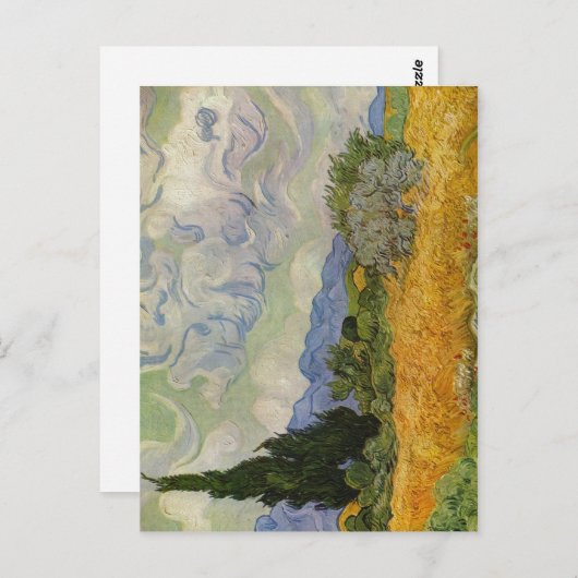 Carte Postale Gogh, Vincent Willem van Weizenfeld mit Zypressen  (Devant / Derrière)