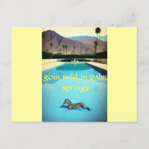 Carte Postale Goin Wild À Palm Springs Zebra Retro Piscine Vinta