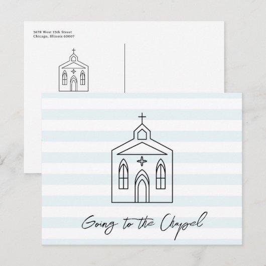 Carte Postale Going to the Chapel Wedding Blue Save the Date (Devant / Derrière)