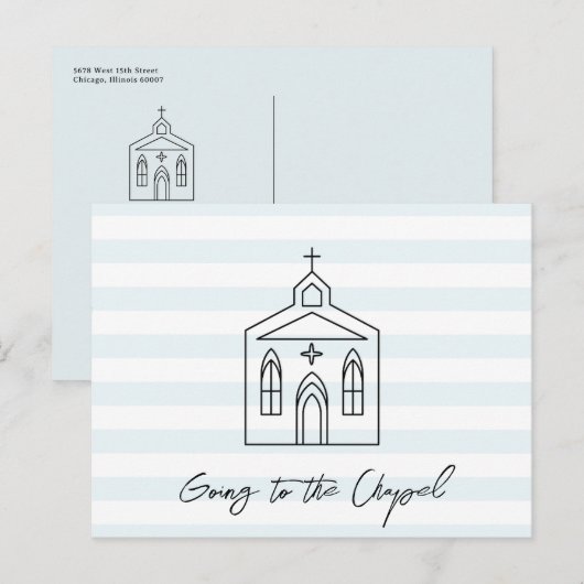 Carte Postale Going to the Chapel Wedding Blue Save the Date (Devant / Derrière)