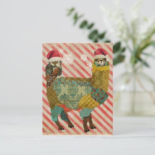 Carte postale Gold Alpaca & Chouette Turquoise Chr (Debout devant)