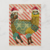 Carte postale Gold Alpaca & Chouette Turquoise Chr (Devant)