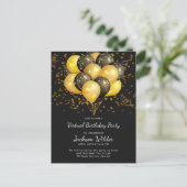 Carte Postale Gold And Black Birthday Party Invita (Debout devant)