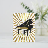 Carte Postale Gold and Black Grand Piano Music Notes (Debout devant)