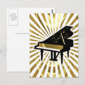 Carte Postale Gold and Black Grand Piano Music Notes (Devant / Derrière)