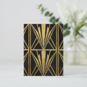 Carte Postale Gold Art Deco Geometric Fan Pattern Black (Debout devant)