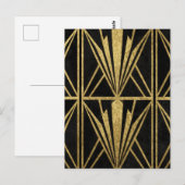 Carte Postale Gold Art Deco Geometric Fan Pattern Black (Devant / Derrière)