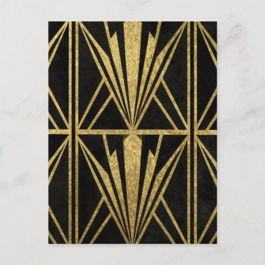 Carte Postale Gold Art Deco Geometric Fan Pattern Black (Devant)