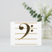 Carte Postale Gold Bass Clef Music Note (Debout devant)