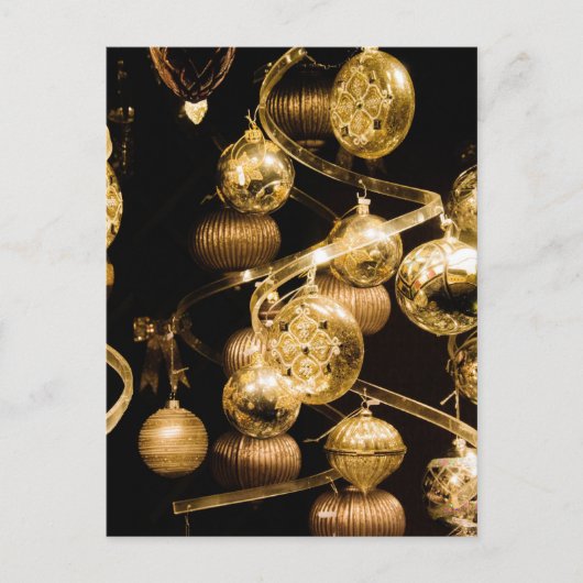 Carte Postale Gold Baubles and Spiral Pattern (Devant)