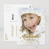 Carte Postale Gold Believe Magic Hand Lettré photo de vacances (Devant / Derrière)