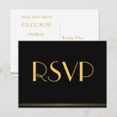 Carte postale Gold Black Great Gatsby Wedding RSVP (Devant / Derrière)