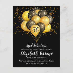 Carte Postale Gold Black Virtual 50th Birthday Party