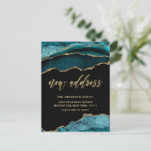 Carte Postale Gold Blue Marble Nouvelle adresse Moteur Faire-par (Debout devant)