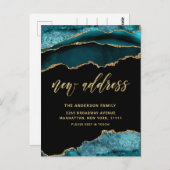 Carte Postale Gold Blue Marble Nouvelle adresse Moteur Faire-par (Devant / Derrière)