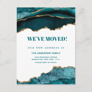 Carte Postale Gold Blue Marble Nouvelle adresse Moteur Faire-par