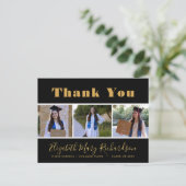 Carte Postale Gold Bold Script Modern 3 Photo Grad Merci (Debout devant)
