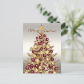 Carte Postale Gold Burgundy Christmas Tree Holiday (Debout devant)