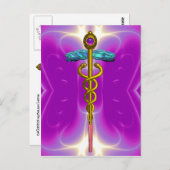 CARTE POSTALE GOLD CADUCEUS MÉDICALE SYMBOLE VIOLET FRACTAUX ROS (Devant / Derrière)
