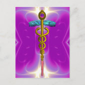 CARTE POSTALE GOLD CADUCEUS MÉDICALE SYMBOLE VIOLET FRACTAUX ROS (Devant)