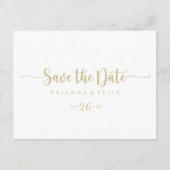 Carte Postale Gold Calligraphy Horizontal Enregistrer la date (Devant)