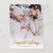 Carte Postale Gold Calligraphy Photo Joyeuses Fêtes Noël (Devant)