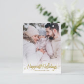 Carte Postale Gold Calligraphy Photo Joyeuses Fêtes Noël (Debout devant)