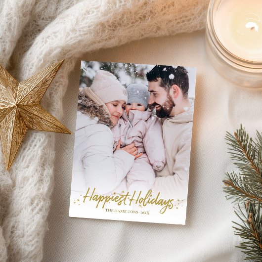 Carte Postale Gold Calligraphy Photo Joyeuses Fêtes Noël