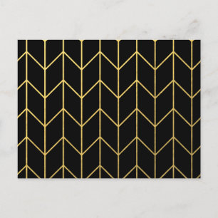 Carte Postale Gold Chevron sur Black Arrière - plan Modern Chic