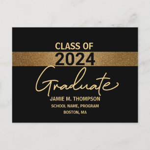 Carte Postale Gold Class of 2024 Graduation faire-part