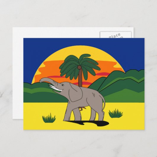 Carte Postale Gold Coast Elephant et Palm Tree Postcard (Devant / Derrière)