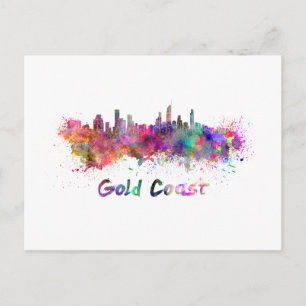Carte Postale Gold Coast skyline in watercolor