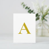 Carte Postale Gold Color Custom Monogram Initial Letter Plain (Debout devant)