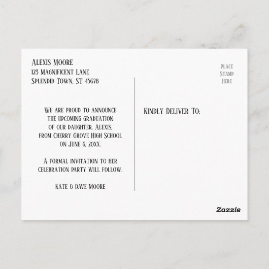 Carte Postale Gold Confetti Green Graduation Enregistrer la date (Dos)