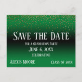 Carte Postale Gold Confetti Green Graduation Enregistrer la date (Devant)
