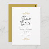 Carte Postale Gold Doves and Heart Elegant Script Enregistrer la (Devant / Derrière)