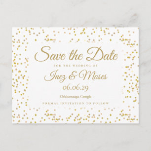 Carte Postale Gold Dust Confetti Enregistrer la date