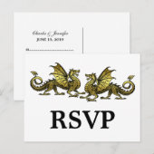 Carte Postale Gold Elegant Dragons Response (Devant / Derrière)