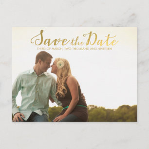 Carte Postale Gold Enregistrer le Faire-part de typographie de d