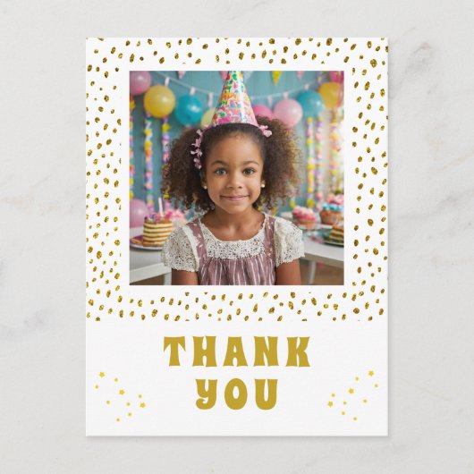 Carte Postale Gold Faux Parties scintillant Anniversaire fille M (Devant)
