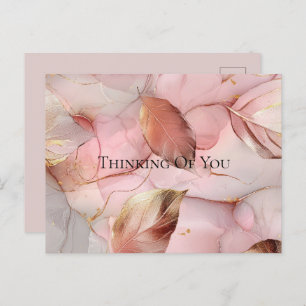 Carte Postale Gold Feuille Blush rose Penser de vous