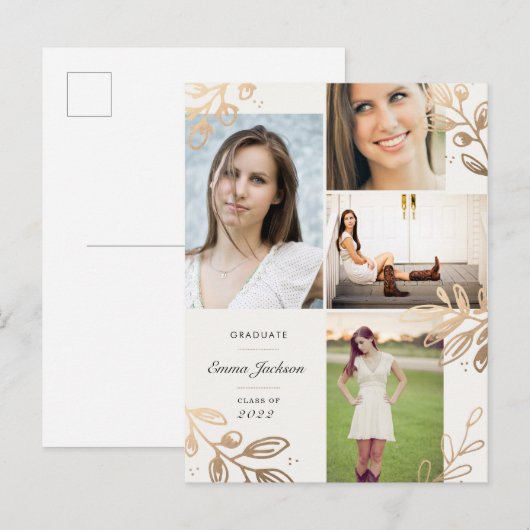 Carte postale Gold Feuilles 4 Photo Grad Faire-par (Devant / Derrière)